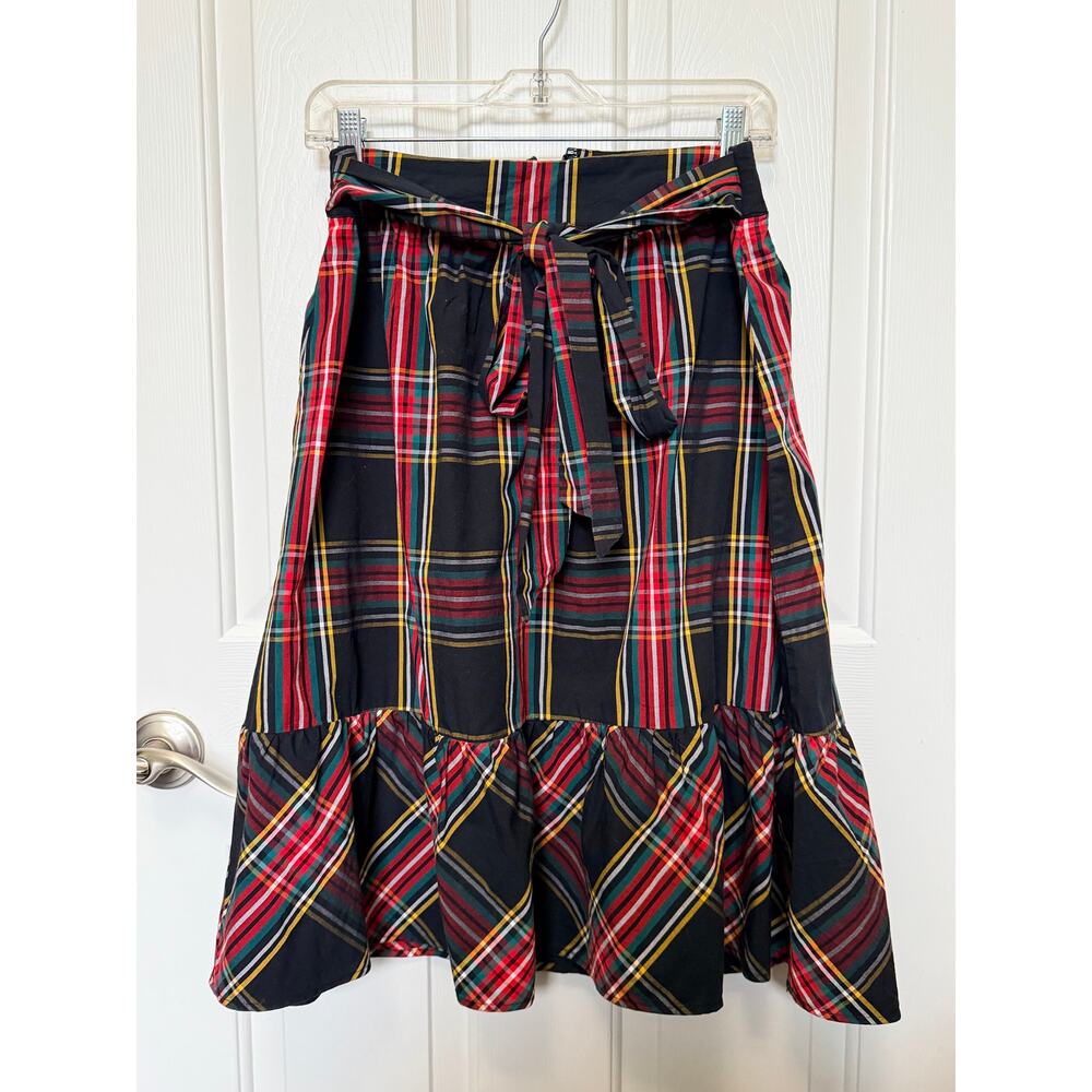 J.Crew Plaid Tartan Tiered Midi Skirt | Size 4 |Holiday Christmas Preppy Classic
